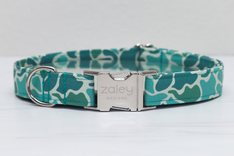 Old School Teal Camo Dog Collar