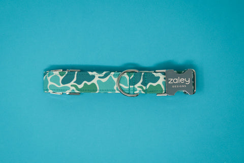Old School Teal Camo Dog Collar