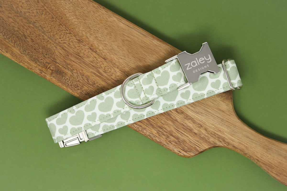 Sage Green Hearts Dog Collar – Zaley Designs