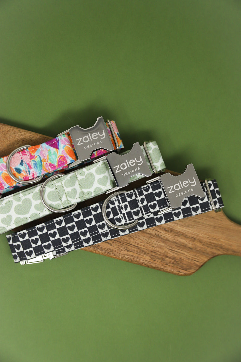 Sage Green Hearts Dog Collar – Zaley Designs