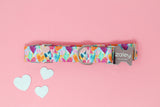 Rainbow Painted Hearts Dog Collar