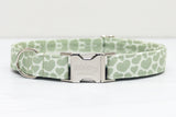 Sage Green Hearts Dog Collar