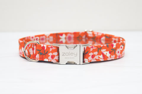 Orange Floral Dog Collar