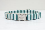 Teal & Blue Cabana Stripe Dog Collar
