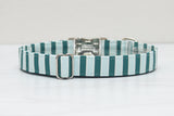 Teal & Blue Cabana Stripe Dog Collar