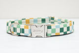 Blue/Yellow/Green Checkered Dog Collar
