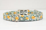 Yellow on Blue Floral Dog Collar