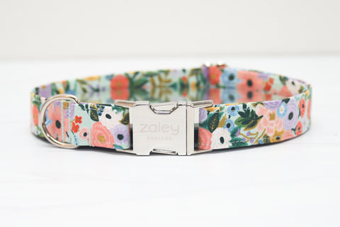 Rifle Paper Company Floral - Baby Blue & Lavender Dog Collar