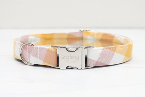 Oversized Pink/Yellow Plaid Dog Collar