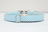 Baby Blue & White Gingham Dog Collar