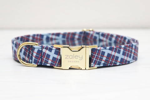 Red, White, and Blue 250 Plaid Dog Collar