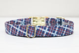 Red, White, and Blue 250 Plaid Dog Collar