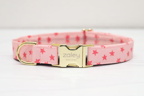 Hot Pink Stars Dog Collar
