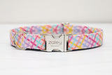 Pink Party Plaid Dog Collar
