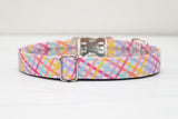 Pink Party Plaid Dog Collar