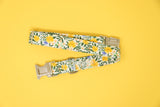 Yellow on Blue Floral Dog Collar