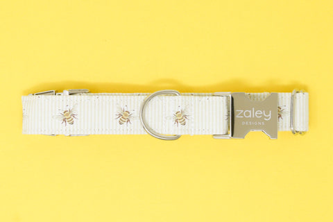 Bumble Bees & Stripes Dog Collar