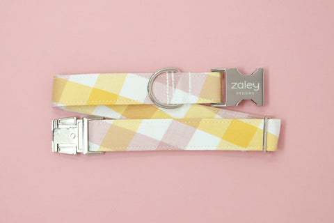 Oversized Pink/Yellow Plaid Dog Collar
