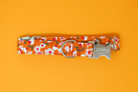 Orange Floral Dog Collar