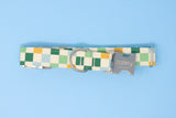 Blue/Yellow/Green Checkered Dog Collar