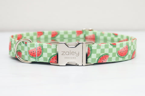 Checkered Watermelon Dog Collar