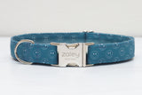 Navy Blue and White Smiles Dog Collar