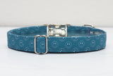 Navy Blue and White Smiles Dog Collar