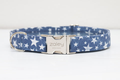 Navy Blue Stars Dog Collar