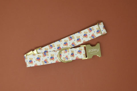 Flag Sweater Teddy Bears Dog Collar