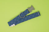 Navy Blue and White Smiles Dog Collar