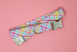 Pink Party Plaid Dog Collar