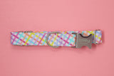 Pink Party Plaid Dog Collar