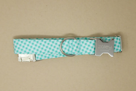 Seaglass Gingham Dog Collar