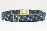 Navy Finley Plaid Dog Collar