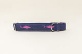 Pink and Navy Sharks Dog Collar