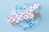 Lavender & White Checker Dog Collar