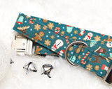 Teal Gingerbread Dog Collar