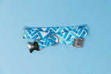 Blue Watercolor Herringbone Dog Collar
