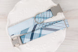 Light Blue & White Plaid Dog Collar