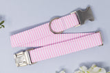 Pink & White Seersucker Dog Collar