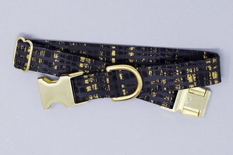 Black and Metallic Gold Dog Collar