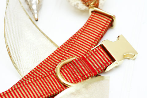 Red & Gold Stripe Dog Collar