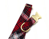 Red Flannel Plaid Dog Collar