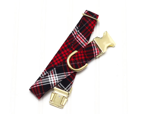 Red Flannel Plaid Dog Collar