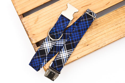 Royal Blue Plaid Flannel Dog Collar