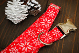 Christmas Dog Collar, Red Snowflake Dog Collar, Nordic Dog Collar, Snow, Dog Lover Gift, Pet, Dog Stocking Stuffer, Puppy, Metal Hardware