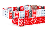 Christmas Dog Collar, Red Snowflake Dog Collar, Nordic Dog Collar, Snow, Dog Lover Gift, Pet, Dog Stocking Stuffer, Puppy, Metal Hardware