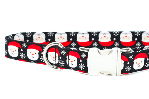 Santa Dog Collar, Christmas Dog Collar, Snowflake Dog Collar, Santa Clause, Dog Lover Gift, Pet, Dog Stocking Stuffer, Puppy, Metal Hardware