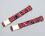 MEDIUM - Patriotic Red, White, and Navy with Gold Stars - Gold Buckle