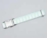 MEDIUM - Mint and White Stripes - Silver Buckle